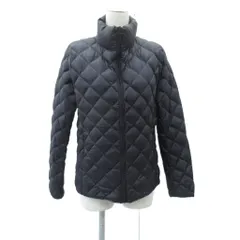 ユニクロ UNIQLO ダウンジャケット キルティングジャケット L 黒 ブラック ナイロン スタンドカラー ジップアップ ミドル丈 /YS12 ■GY59