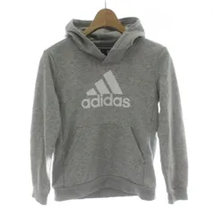 アディダス adidas パーカー 140 グレー フード付き ロゴプリント 長袖 /PP ■GY58