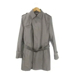 コムサイズム COMME CA ISM コート ビジネス ステンカラー ベルト付き ヘリンボーン ライナー付き L グレー /CK16 ■GY58