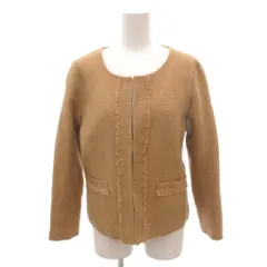 テチチ Te chichi 美品 ノーカラー ジャケット ウール M ベージュ 総裏地 フリンジデザイン 73-1300529 /HW ■GY59のサムネイル