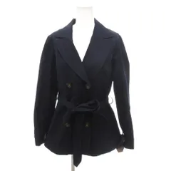 エムケー ミッシェルクラン MK MICHEL KLEIN 美品 ショートトレンチコート ジャケット  38 紺 ネイビー ダブルブレスト ベルト付き 長袖 FKVDG-04190 /HW ■GY59