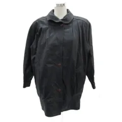 レザージャケット 革ジャン 本革 ロング丈 F 黒 ブラック ラウンドカラー オーバーサイズ /MA2 ■GY58