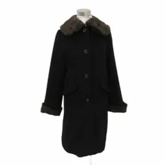 グローブ grove ステンカラーコート ノーカラーコート ロング丈 2way L 黒 ブラック フェイクファー 768-95003 /MA7 ■GY59