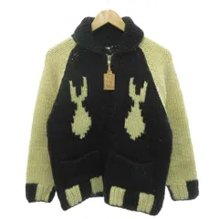 B.S.C ニットジャケット ウール M 黒 ブラック 白 ホワイト 幾何学模様 ショールカラー  /HW ■GY59