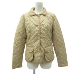 ザラウーマン ZARA WOMAN キルティングジャケット ミドル丈 L ベージュ エルボーパッチ /SM30 ■GY58