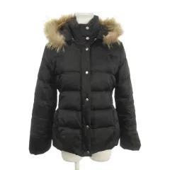 プールスタジオ POOL STUDIO ダウンジャケット 38 黒 ブラック フード付き ファー付き 長袖 /MN24 ■GY58