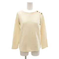 B&Y ユナイテッドアローズ BEAUTY&YOUTH ビューティー&ユース カットソー ウール アイボリー ボートネック 長袖 ビジューボタン /NL ■GY59