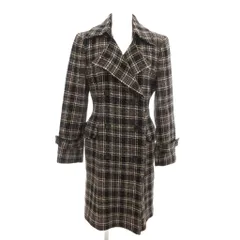 エムケー ミッシェルクラン MK MICHEL KLEIN + 美品 トレンチコート ウール 38 黒 ブラック チェック柄 ダブルブレスト /SJ ■GY59