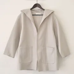 【chocol raffine robe】フード付き ミディコーディガン　ライトベージュ　（レディース・フリーサイズ）のサムネイル
