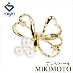 希少☆MIKIMOTO☆ピクウェ クローバーピンブローチシェル.パールK18 