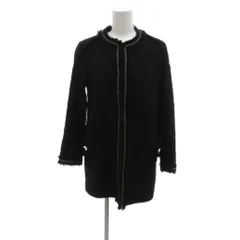 ザラ ベーシック ZARA BASIC ノーカラージャケット XS 黒 ブラック 長袖 フリンジトリム  /HW ■GY59