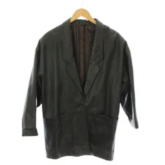 ノーブランド レザージャケット 上着 F 黒 ブラック 無地 ノッチドラペル 長袖 /LP ■GY58