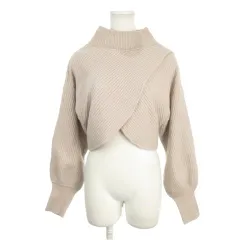 ジルバイジルスチュアート JILL by JILLSTUART ニット セーター FR ピンクベージュ ハイネック ショート丈 長袖 リボン /AH34 ■GY61のサムネイル