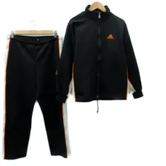 アディダス adidas スポーツウェア ジャージ セットアップ 上下 150 黒 ブラック ブルゾンジャケット ジップアップ ミドル丈 パンツ イージー ロング丈 /YS6 ■GY61
