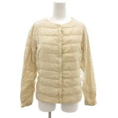 ユニクロ UNIQLO ダウンジャケット 収納袋付き M ベージュ キルティング ノーカラー 長袖 /KR ■GY61