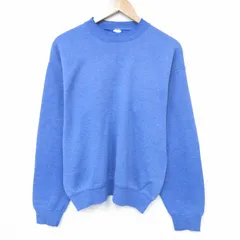 M/古着 長袖 スウェット メンズ 90年代 90s 無地 クルーネック 薄紺 霜降り 26jan15