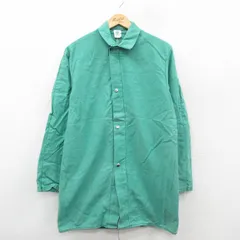 M/古着 長袖 ワーク ジャケット メンズ 90年代 90s ロング丈 コットン 青緑 26jan15