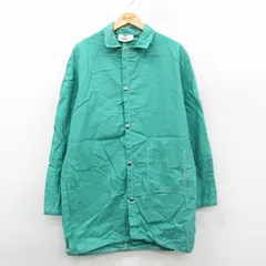 L/古着 長袖 ワーク ジャケット メンズ 90年代 90s ロング丈 コットン 青緑 26jan15