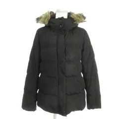 ユニクロ UNIQLO ダウンジャケット 上着 M 黒 ブラック フード付き ファー付き 長袖 /AO13 ■GY61