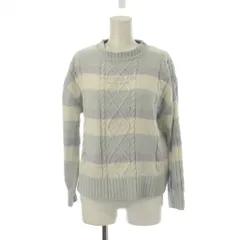 メゾピアノ mezzo piano ニット セーター 140 水色 ライトブルー 紫 パープル 白 ホワイト 横縞柄 ケーブル編み 長袖 /LP ■GY58