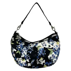 LESPORTSAC(レスポートサック) ハンドバッグ - 黒×白×マルチ 花柄/ストラップ着脱可