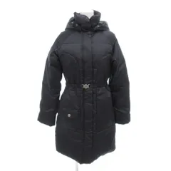 ユナイテッド・カラーズ・オブ・ベネトン UNITED COLORS OF BENETTON ダウンコート ミドルハーフ丈 XS 黒 ブラック フード付き ベルト付き /NL ■GY61