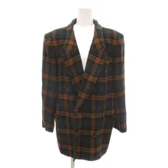 レリアン Leilian ヴィンテージ ジャケット ウール カシミヤ混 13+ 総裏地 開き見せ 緑 グリーン チェック柄 ダブルブレスト  /NL ■GY61
