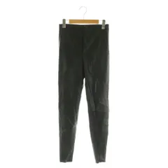 ザラ ZARA フェイクレザーパンツ スリット 裾ジップ USA S ブラック /MY ■OS ■GY66