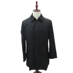 プレースキック PLACEKICK ステンカラーコート ロング丈 M 黒 無地 ライナー付き /SY51 ■GY58