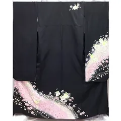 着物・振袖・桜・流水・黒系地・No.200701-2169・梱包サイズ80
