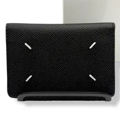 未使用/箱付　メゾンマルジェラ　カードケース　名刺入れ　ブラック　maison margiela S55UI0203　4ステッチ　パスケース　レザー　レディース　メンズ　ユニセックス　ブランド　ハイブランド　小物　二つ折り　本革　dj9
