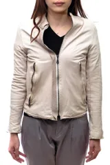 シシ／Sisii シングルライダース ジャケット JKT アウター レディース 女性 女性用レザー 革 本革 オフホワイト 白 ホワイト new ウォッシュ加工 定番