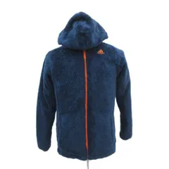 アディダス adidas ジャケット ボアフリースパーカー M 紺 ネイビー ジップアップ ミドル丈 /YS17 ■GY58