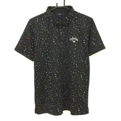 キャロウェイ 半袖ポロシャツ 黒×白 総柄 ロゴ刺しゅう メンズ L ゴルフウェア Callaway