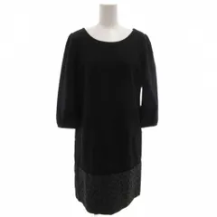 アンタイトル UNTITLED 美品 ワンピース ウール 2 黒 ブラック グレー  膝丈 ラウンドネック 七分袖 /RG ■GY60