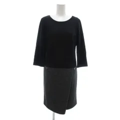 アンタイトル UNTITLED ワンピース 2 黒 ブラック 切替デザイン 七分袖 ラップスカート風 /NU ■GY61