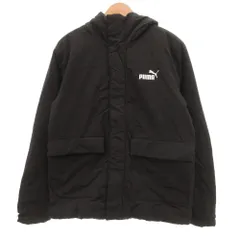 プーマ PUMA 中綿ジャケット ブルゾン ジップアップ フード ロゴ XL 黒 ブラック /JS ■GY61