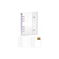 【新品】 PERZUMI シール帳 女の子 透明 a6 バインダー 6穴 大きめ 196x132mm はがせる 詰め替え ポケットリフィル10枚付き シール収納 推し活グッズ (パープル） 0