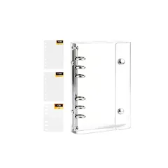 【新品】 シール帳 バインダー 透明・星柄 A6 大きいサイズ 【両面収納・20枚リフィル＋下敷き2枚付き】 手帳 シンプル 女の子 男の子 推し活・コラージ コラージュ シール収納 6穴 大容量 持ち運び便利 0