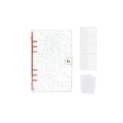 【新品】 シール帳 透明 A6サイズ シール帳 バインダー キラキラ クリアラメ表紙 おしゃれ かわいい リフィル20枚+PP仕切り板2枚付き 推し活 カード収納 キャラクター 手帳型ノート (ローズゴールド) 1