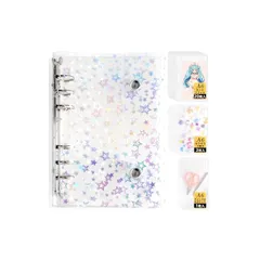 【新品】 シール帳 透明 クリア 【リフィル20枚&下敷き2枚&ポケット1枚・4サイズ展開】 シール 帳 バインダー 手帳 透明シール帳バインダー シールノート はがせる 女の子 PPシート 大容量 プリクラ プリ帳 収納 推し活グッズ (トゥインクルスタ 1