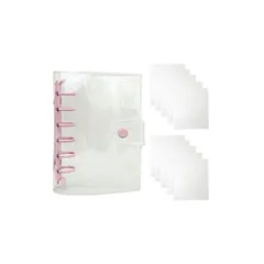 【新品】 シール帳 透明 A7 ミニ バインダー クリア 6穴 収納 推し活 プリ帳 レフィル 10枚 女の子 トレカ はがせる 手帳 男の子 (ピンク, A7) 0