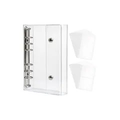 【新品】 シール 帳 透明 A6 リフィル×20枚【1ポケット×10枚、2ポケット×10枚】/ 本体：197×130×30mm リフィル：縦166mm×横108mm / クリア プロフィール帳 シールバインダー 0