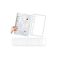 【新品】 HARUMAKI 透明 シール帳 シールバインダー 星柄【防水加工・20枚リフィル付き】かわいい 軽量PP素材 ミニサイズ 6リング式 携帯便利 シール収納 ページ追加可能 はがせる リフィル20枚付き 女の子 推し活 文房具 (スターバージョン 0