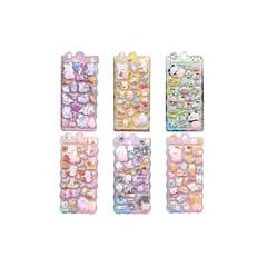 【新品】 Fish&Fairy おしりぷにぷにシール かわいい ぷくぷく キャラクター 3D マシュマロ ふわふわ もちもち もっちりスクイーズ ステッカー シール帳 デコレーション DIY用 手帳 日記 可愛い キラキラ 6セット (6セット) 0