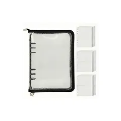 【新品】 Goodo シール帳 A5 バインダー ファスナー付き シール手帳 透明 キラキラ ラメ入り リフィル30枚 セット シール帳 大きい 大容量 女の子 大人 かわいい 推し活 グッズ (ブラック) 1