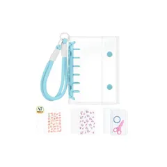 【新品】 gotesa シール帳 a7 透明シール帳 【リフィル×20枚 台紙×2枚 チャック付きボケット×2枚】 はがせる 推し活グッズ 透明 大きめ 男の子 女の子 ストラップ (ブルー, A7) 0