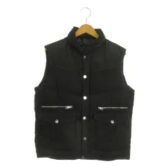ザラマン ZARA MAN DENIM 中綿ベスト M 黒 ブラック 袖なし スタンドカラー フード収納 5475/320 /AO3 ■GY58