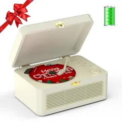 Gueray CDプレーヤー レトロ Bluetooth受信＆送信 HiFIスピーカー内蔵 充電可能 ポータブル cd player USB再生 AUX入力 A-Bリピート機能 遠隔操作 FMラジオ CDラジカセ イヤホン対応 語学学習 音楽 6ffb0341