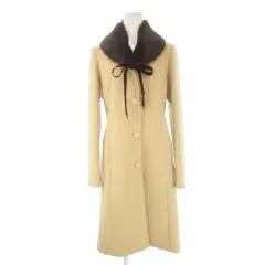 ピンキーガールズ Pinky Girls チェスターコート M ベージュ ファー襟 リボン装飾 長袖 /CK14 ■GY58